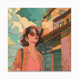 Girl In The City Canvas Print