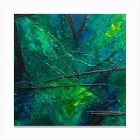 Abstract Painting, Impressionist Painting, Acrylic Color, Green and Blue Color Canvas Print