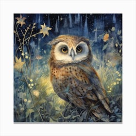 Whimsical Woodland Magical Owl Art Print Canvas Print