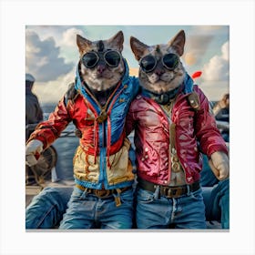 Two Cats In A Boat Canvas Print