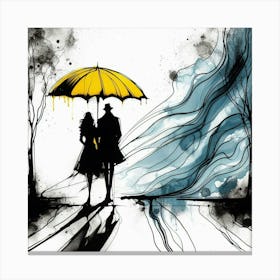 Silhouette of a woman and a man 1 Canvas Print