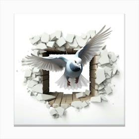 Pigeon Flying Through A Wall Canvas Print