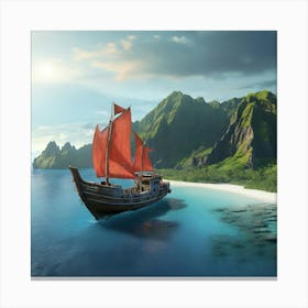 Leonardo Diffusion Xl Kapal Phinisi Berlayar Ditengah Laut Bir 1 Canvas Print