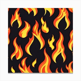 Flames On Black Background 50 Canvas Print