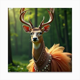 Flux Dev A Majestic Deer Adorned With An Extravagant Haute Cou 0 Canvas Print