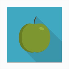 Green Apple Icon In Flat Long Shadow Design Canvas Print
