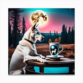 Dog With A Cup Of Coffee Canvas Print