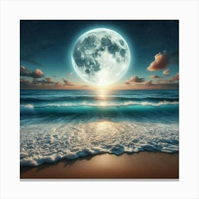 Full Moon Over The Ocean 17 Canvas Print