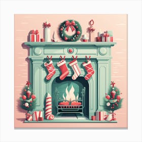 Christmas Fireplace 10 Canvas Print