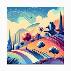 Colorful Landscape Painting 7 Canvas Print