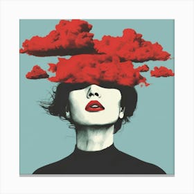 Woman With Red Clouds Above Her Head Canvas Print