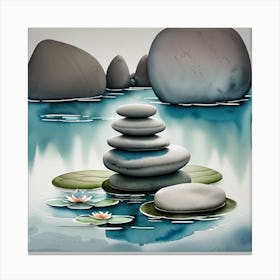 Zen Stones Watercolor Canvas Print