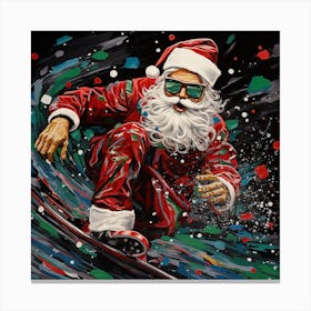 Santa Claus Snowboarding 2 Canvas Print