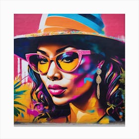 Colorful Woman In Hat Canvas Print