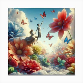 'Clouds And Butterflies' Canvas Print