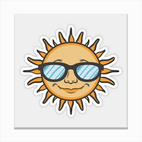 Sun With Sunglasses Canvas Print