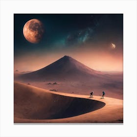 Skateboarders in a dune field Canvas Print