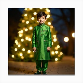 Boy In Green Kurta Canvas Print