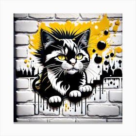 3D, Graffiti Cat Canvas Print