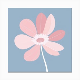 A White And Pink Flower In Minimalist Style Square Composition 77 Canvas Print