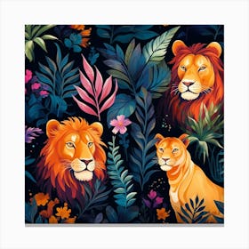 Lions In The Jungle 3 Canvas Print