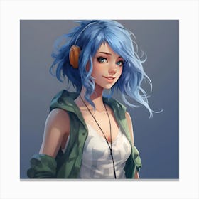 Anime Girl With Headphones Canvas Print