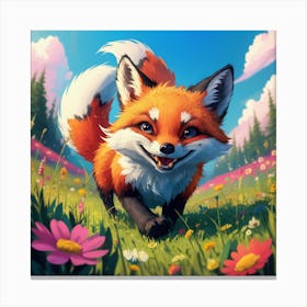 Fox In The Meadow 1 Canvas Print