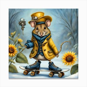 Mouse On A Skateboard Canvas Print