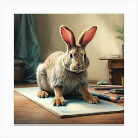 Rabbit On A Table Canvas Print