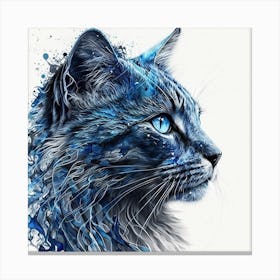 Bold & Blue Cat Canvas Print