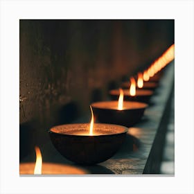 Lit Candles In A Row 2 Canvas Print