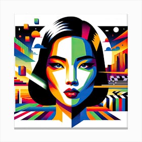 Colourful Abstract Asian Woman Canvas Print