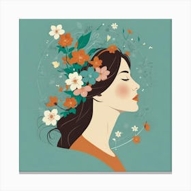 Woman With Flowers On Her Head 5 Canvas Print