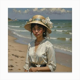 Girl On The Beach Canvas Print