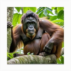 Orangutan In The Jungle Canvas Print