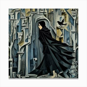 Woman In Black Canvas Print