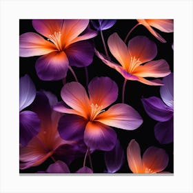 Purple Flowers On A Black Background Canvas Print