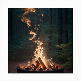 Fire Pit In The Forest Canvas Print