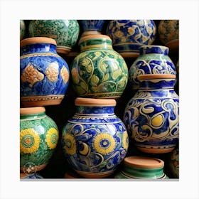 Many Vases At A Market Canvas Print