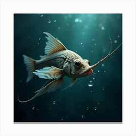 A Stunning Dragonfish Swimming In Deep Waters 1 Canvas Print