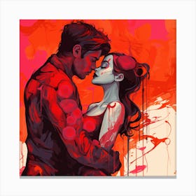 Love At First Sight In Red Paint Canvas Print