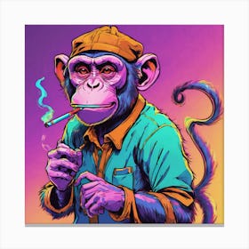 Monkey Smoking A Cigarette 2 Canvas Print