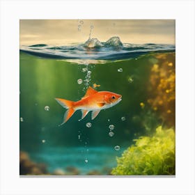Goldfish Swimming Underwater Canvas Print