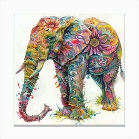 Elephant With Flowers Canvas Print