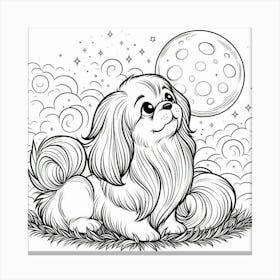 Line Art Pekingese dog Canvas Print