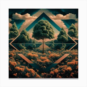 Trees And Clouds geometric  Canvas Print