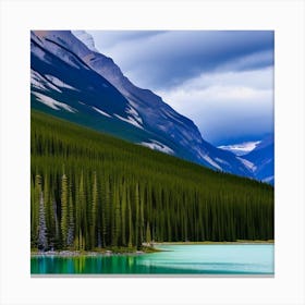 Mountain Lake In Banff National Park Canvas Print