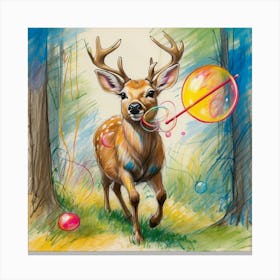 Deer Blowing Bubbles Canvas Print