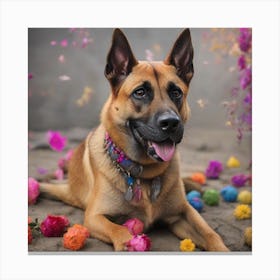 Flower Dog Canvas Print