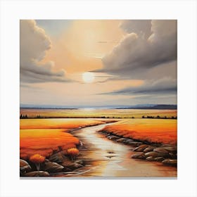 Sunset In The Field Canvas Print